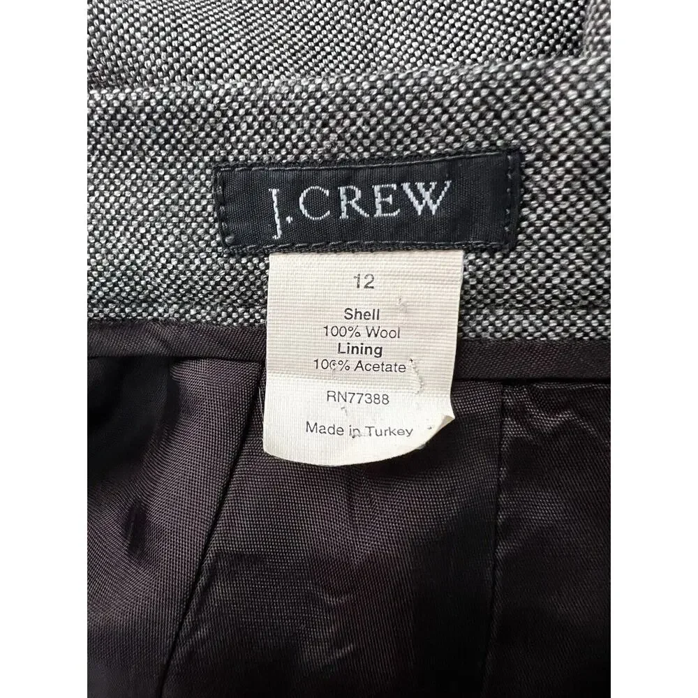 J.‎ Crew Skirt Womens Brown Pencil 100% Wool Back Slit Lined Career Size 12